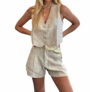 NEW LANTHROPY linen short in beige